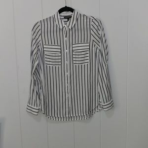 Express white and black striped dress shirt